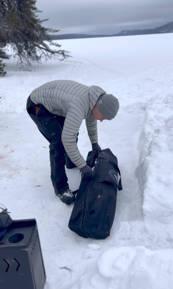 sauna tent packed up into bag