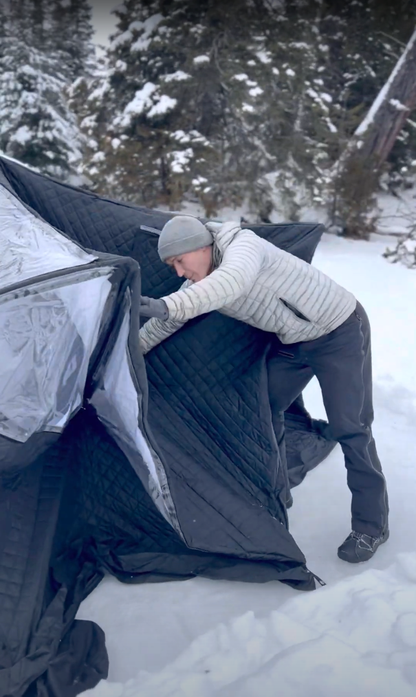 prism sauna tent set up